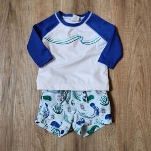 Gymbroee Swim Trunks and Rash Guard 3-6M Boy